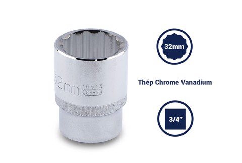 ĐẦU TUÝP 12 CẠNH 3/4IN-32MM THÉP CROM SATA - 16613