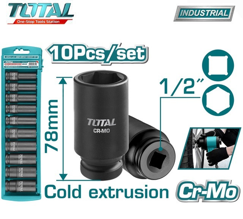 BỘ 10 ĐẦU TUÝP DEEP IMPACT DR 1/2'' 78MM TOTAL - THKISD12102L