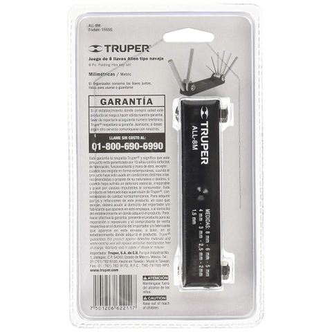 BỘ CHÌA LỤC GIÁC 8 TRONG 1, 1.5MM - 8MM TRUPER -  ALL-8M