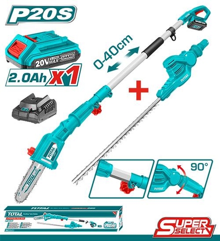 BỘ COMBO MÁY CƯA CÀNH TPSLI20081 VÀ MÁY CẮT HÀNG RÀO TPHT2016012 DÙNG PIN LITHIUM 20V (KÈM 01 PIN - 01 SẠC) TOTAL - TPTS201681