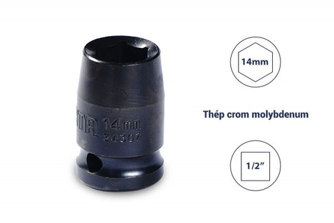 ĐẦU TUÝP ĐEN 6 CẠNH 1/2IN-14MM THÉP CROM MOLYBDENUM SATA - 34307