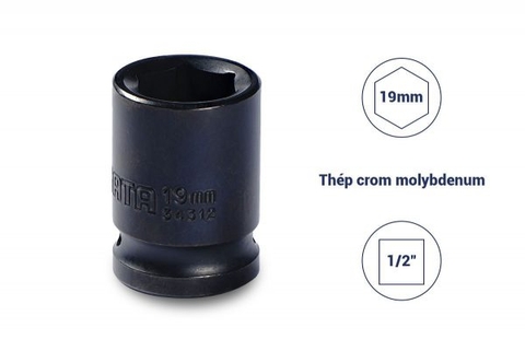ĐẦU TUÝP ĐEN 6 CẠNH 1/2IN-19MM THÉP CROM MOLYBDENUM SATA - 34312