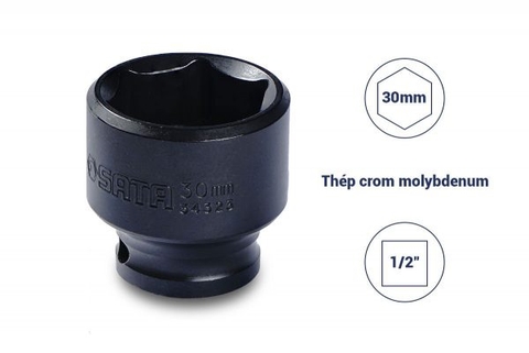 ĐẦU TUÝP ĐEN 6 CẠNH 1/2IN-30MM THÉP CROM MOLYBDENUM SATA - 34323