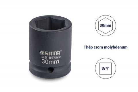 ĐẦU TUÝP ĐEN 6 CẠNH 3/4IN-30MM THÉP CROM MOLYBDENUM SATA - 34518