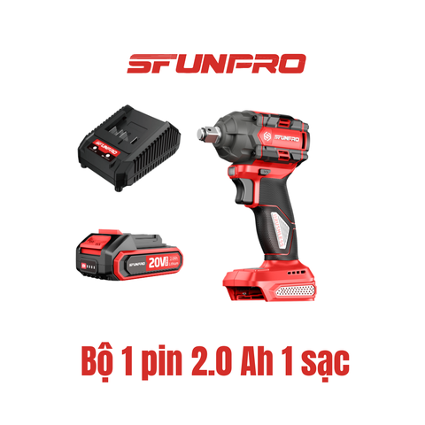 MÁY MỞ ỐC 350N.m PIN 20V/4Ah (2PIN, 1SẠC) SFUNPRO - S20M350A-4AH