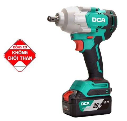 MÁY SIẾT BULONG (M10-M24) DÙNG PIN 20V/5.0Ah 1PIN, 1SẠC KHÔNG CHỔI THAN DCA  - ADPB698DM