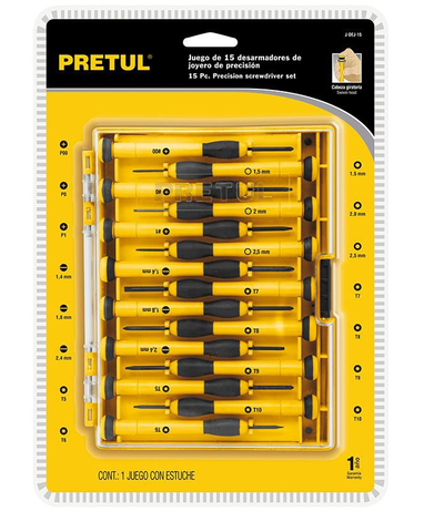 HỘP VÍT ĐỒNG HỒ 15 CHI TIẾT CÁN NHỰA (21383) PRETUL - J-DEJ-15