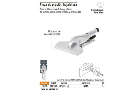 KỀM BẤM CHẾT MỎ KẸP BẰNG 8"/200MM (17425) TRUPER - PPP-8R