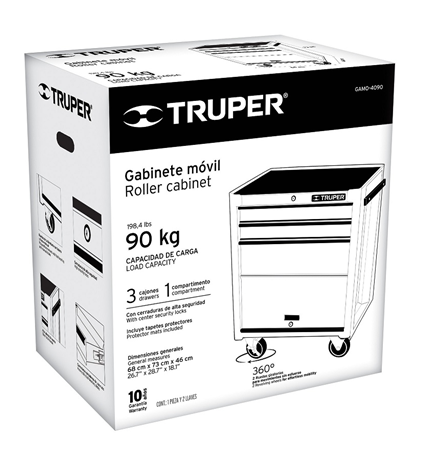 TỦ ĐỒ NGHỀ 4 NGĂN 68X88X46CM TẢI TRỌNG 90KG (12066) TRUPER - GAMO-4090