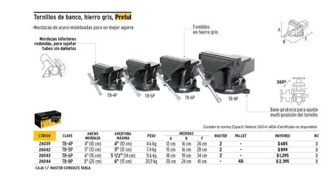 Ê TÔ 6" MÂM XOAY 11.7KG PRETUL - TB-6P