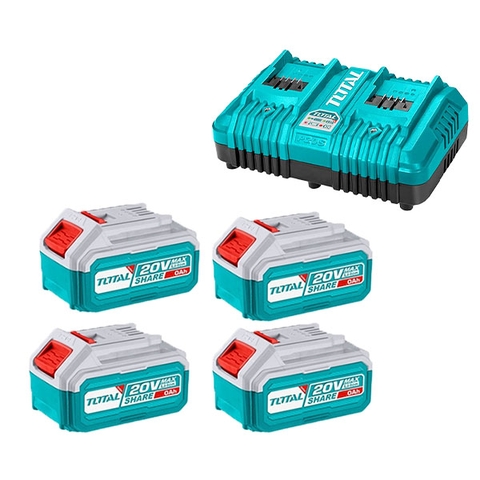 BỘ 4 PIN TFBLI2002 VÀ 1 SẠC ĐÔI TFCLI2034 LITHIUM-ION P20S TOTAL - TFBCLI20244