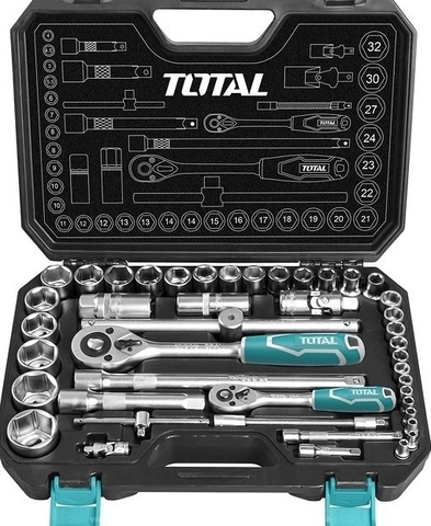 BỘ SOCKET 1/4 + 1/2INCH VÀ CẦN 2 CHIỀU 44 MÓN TOTAL - THT421441