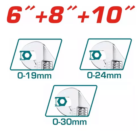 BỘ 03 MỎ LẾT RĂNG 6'' 8'' 10'' TOTAL - THTK1013