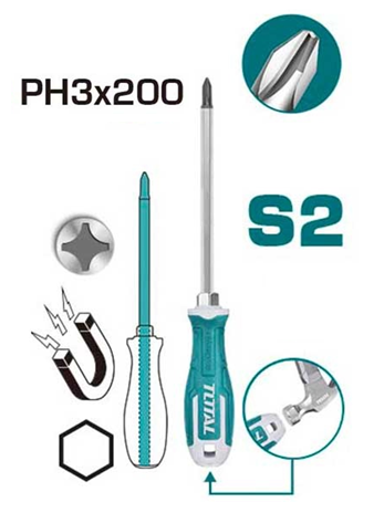 TUA VÍT BAKE ĐÓNG XUYÊN PH3X200MM TOTAL - THGSPH32006