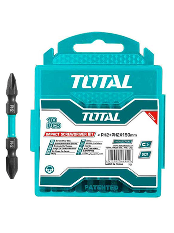 MŨI BẮT VÍT HAI ĐẦU PH2 + PH2X65MM (CÓ NAM CHÂM) TOTAL - TACIM16PH233