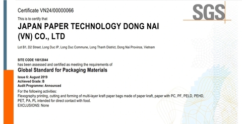 BRC Certificated of JPT-DN
