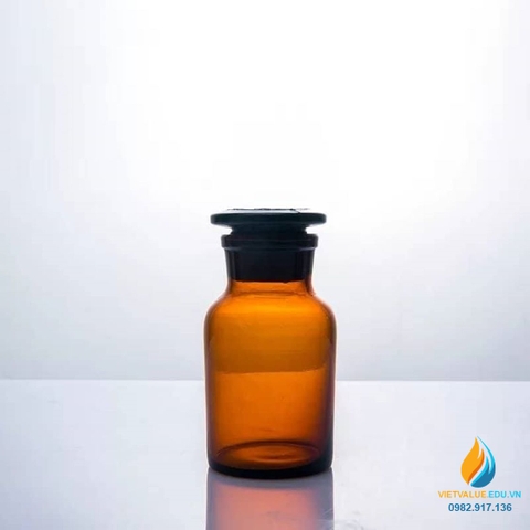 Chai đựng hóa chất, thủy tinh, có nắp, màu nâu hổ phách, 60ml