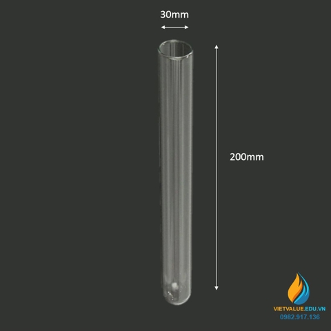 Ống nghiệm thủy tinh, không chia vạch, không nắp, 25x200mm