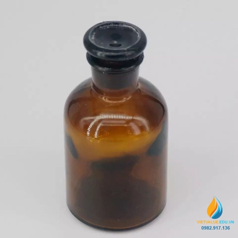 Chai đựng hóa chất, thủy tinh, có nắp, màu nâu hổ phách, 250ml