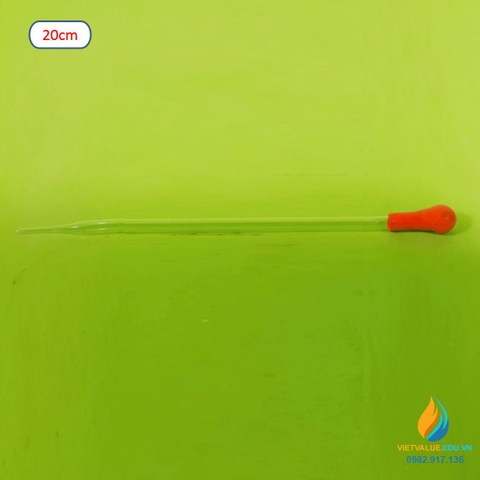 Pipet hút bằng thủy tinh, bầu cao su, dài 20cm