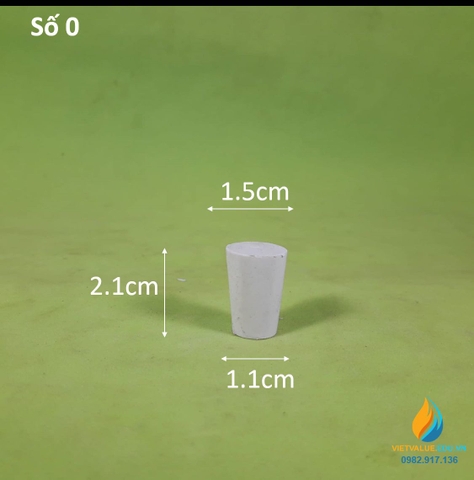 Nút cao su số 0 nắp bình,đáy lớn 15mm, đáy bé 11mm, cao 21mm
