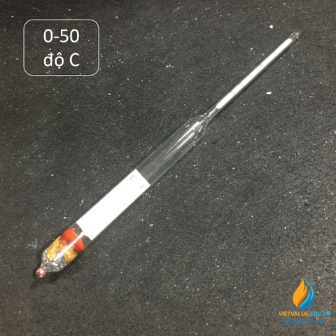 Tỷ trọng kế có kèm nhiệt kế khoảng đo từ 0 đến 50 độ C, tỷ trọng 0 đến 60