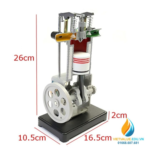 Mô hình động cơ đốt trong, đầy đủ các chi tiết, kích thước 25x40cm