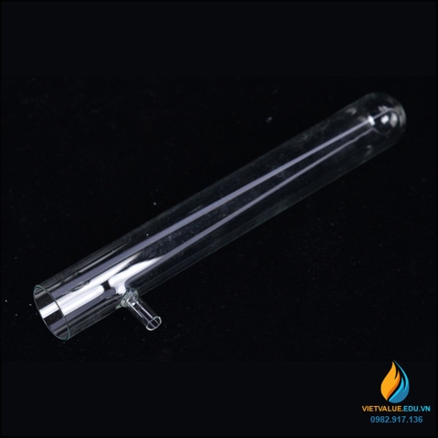 Ống nghiệm thủy tinh có nhánh chiết trên, kích thước đường kính 2cm, dài 20cm
