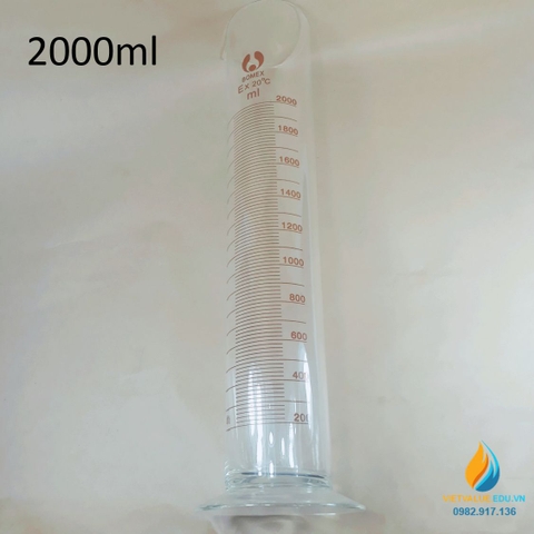 Ống đong thủy tinh chân đế có vạch chia dung tích 2000ml, hãng Bomex