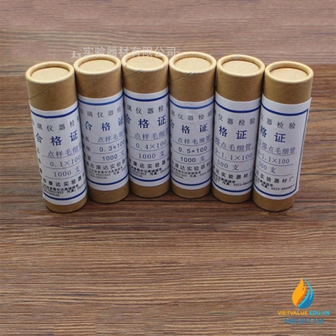 Ống mao dẫn thủy tinh chất lượng cao, kích thước 0,3x100mm, hộp 1000 cái