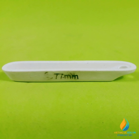 Thuyền sứ nung mẫu chất phòng thí nghiệm, dài 77mm