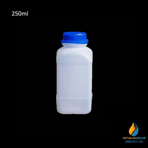 Chai nhựa lưu mẫu, nhựa PP, chai vuông, nắp trắng miệng rộng, dung tích 100ml