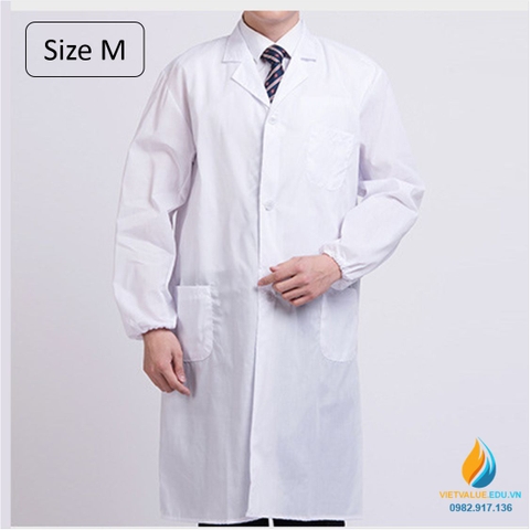 Áo blue phòng thí nghiệm, size M, áo bảo hộ phòng thí nghiệm dài tay, chất vải tốt