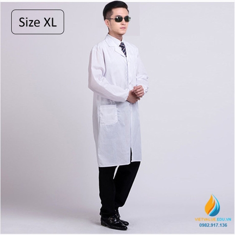 Áo blue phòng thí nghiệm, size XL, áo bảo hộ phòng thí nghiệm dài tay, chất vải tốt