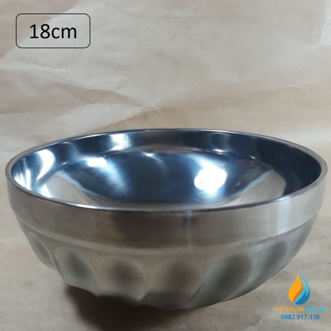 Bát tô Inox loại to đường kính miệng 18cm, chất liệu Inox không gỉ, dành cho học sinh tiểu học