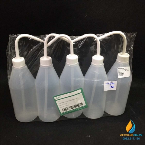 Bình tia nhựa vòi ngang, nhựa LPDE 500ml, nắp trắng, Scilabware hàng Anh Quốc