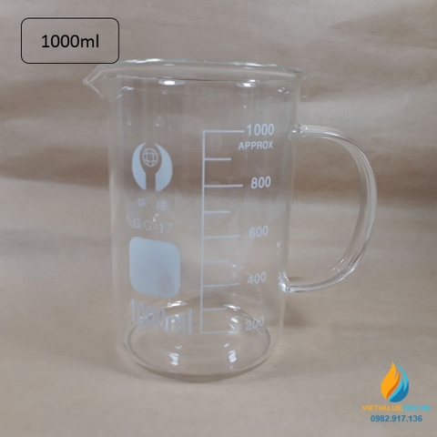 Cốc đong thủy tinh có vạch chia, dung tích 800ml, có mỏ, chịu nhiệt độ cao
