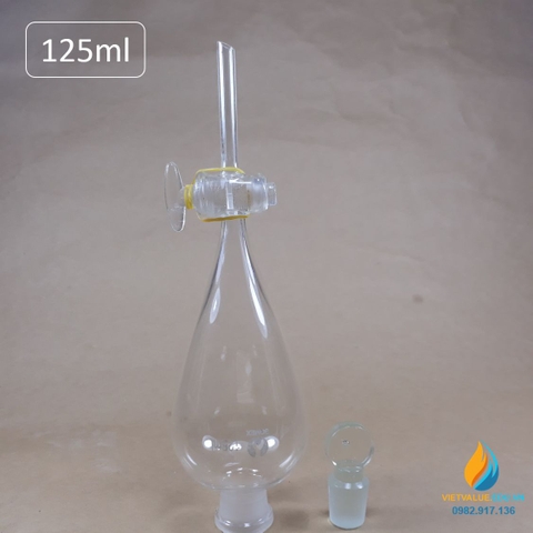 Bình lắng gạn quả lê, phễu tách hình quả lê, khóa thủy tinh, dung tích 125ml