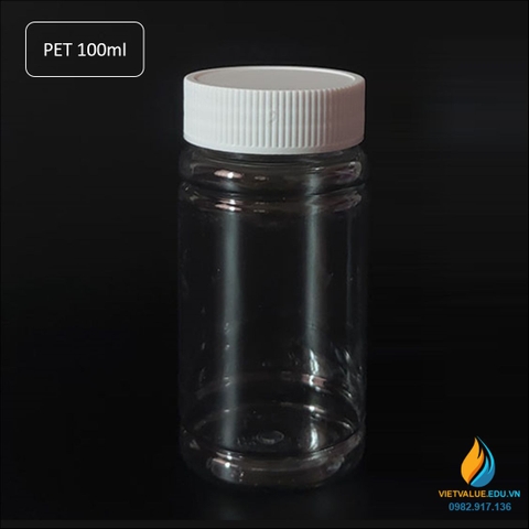 Chai nhựa PET dung tích 100ml, chai nhựa lưu mẫu chất, miệng rộng, vạch chia