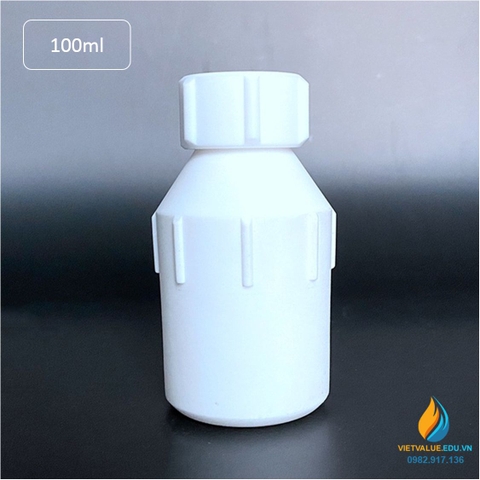 Chai nhựa Teflon, nhựa PTFE thử mẫu 100ml, miệng rộng, chịu nhiệt độ cao