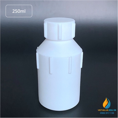 Chai nhựa Teflon, nhựa PTFE thử mẫu 250ml, miệng rộng, chịu nhiệt độ cao