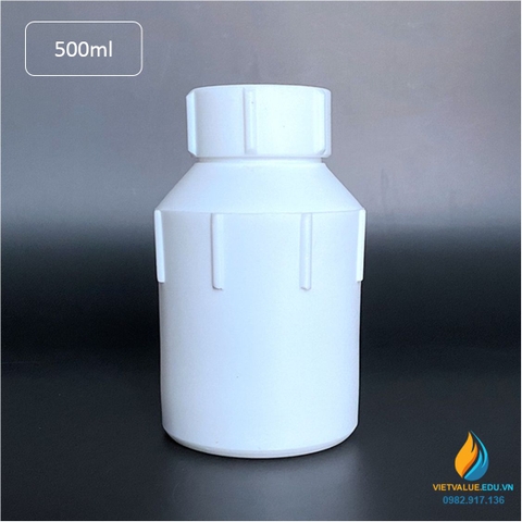 Chai nhựa Teflon, nhựa PTFE thử mẫu 500ml, miệng rộng, chịu nhiệt độ cao