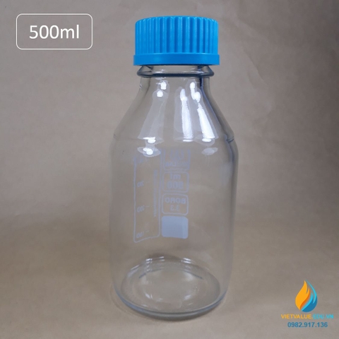 Chai thủy tinh trung tính 500ml isolab chịu nhiệt 140 độ C