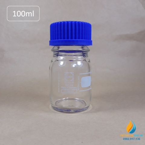 Chai trung tính SCHOTT DURAN – Đức, nắp vặn xanh, dung tích 100ml