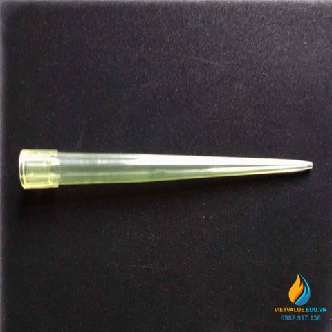 Túi 1000 đầu côn pipet hút 0.1ml, nhựa PP màu vàng sọc tiệt trùng
