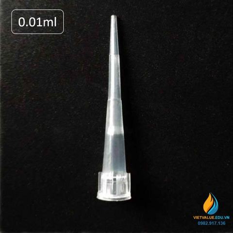 Túi 1000 đầu côn pipet hút 0.01ml, nhựa PP trong suốt tiệt trùng