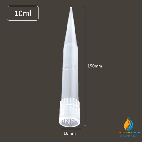 Túi 100 cái đầu Tip loại 10ml cho pipet hút, nhựa PP trong suốt