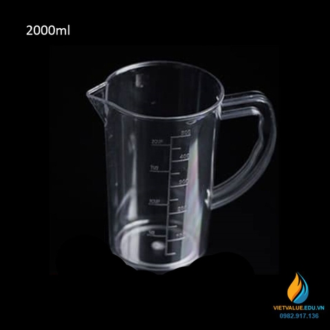 Cốc đong nhựa PC, chịu nhệt, chịu lực, vạch chia, dung tích 2000ml