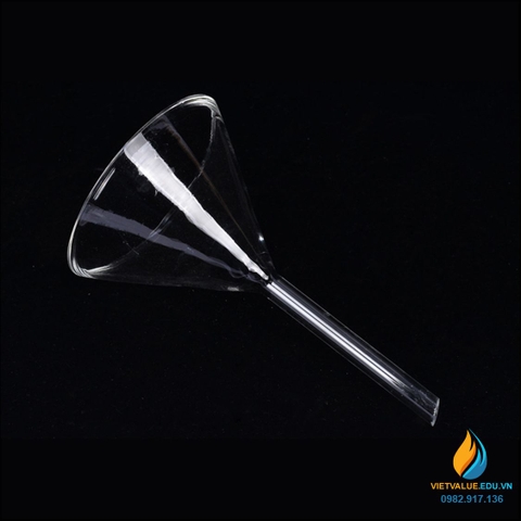 Phễu thủy tinh rót hóa chất đường kính miệng 90mm, phễu rót thủy tinh