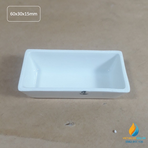 Thuyền sứ vuông, nung mẫu nhiệt độ cao phòng thí nghệm, kích thước dài 90mm, rộng 60mm, cao 18mm